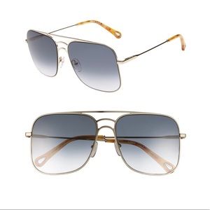 Chloe 58mm Square Aviator Sunglasses